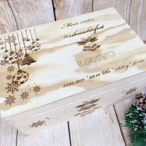 Erinnerungsbox, personalisierte erste Weihnachten Kiste, Erinnerungskiste für Baby oder Kind, zur Geburt, Geburtstag ode Bild 6