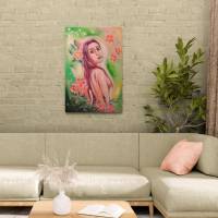 WILDROSEN-NYMPHE ROSALIE - künstlerisches Frauengemälde mit Wildrosen 60cmx90cm -  Acrylmalerei Christiane Schwarz Bild 5