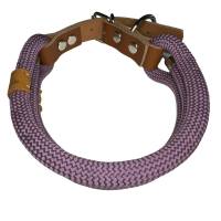 Leine Halsband Set, Tau 8 mm, verstellbar, malve, cognac, rosa, mit Leder und Schnalle Bild 5