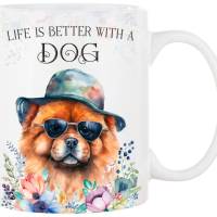Hunde-Tasse LIFE IS BETTER WITH A DOG mit Chow Chow Bild 1