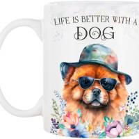 Hunde-Tasse LIFE IS BETTER WITH A DOG mit Chow Chow Bild 2