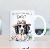 Hunde-Tasse LIFE IS BETTER WITH A DOG mit Landseer Bild 3