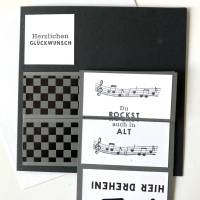 Geburtstagskarte 3D Drehkarte Wendekarte Handarbeit Musiker Schlagzeug Männer Vatertag Bild 2