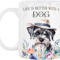Hunde-Tasse LIFE IS BETTER WITH A DOG mit Schnauzer Bild 2