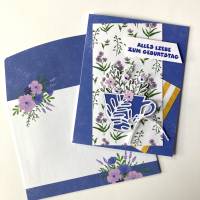 Geburtstagskarten Glückwunschkarte Blumen Tasse 3D Grün Blumig Handgefertigt Unikat Bild 9