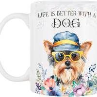 Hunde-Tasse LIFE IS BETTER WITH A DOG mit Yorkshire Terrier Bild 2