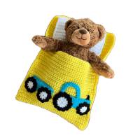 Puppenbettchen - Schlafsack für Puppen oder Teddys und andere Plüschtiere ca. 30 cm    mit  Traktor und Anhänger Bild 1