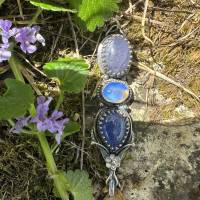 Äthiopische Welo Opal, Tansanit Anhänger, Iolit Halskette, Blumen, 925 Sterling Silber Halskette Bild 6
