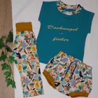 Set: Sommer Outfit Sommershirt kurze Hose bequeme Schlupfhose Kinder Outfit Baby Outfit "Dschungelfieber" Bild 1