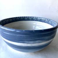 Leicht ovales Waschbecken /weiß/creme/blau mit Deko Bordüre   Ø 30/28,5 cm Höhe 13,5 cm Bild 2