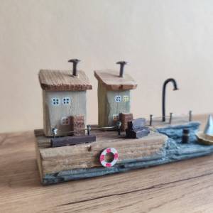 Treibholz Deko, Handarbeit! Holzdeko, Miniatur Holzhaus, Miniatur Holz Deko, rustikales Cottage, Mini Holzdorf, Mini Hol Bild 4