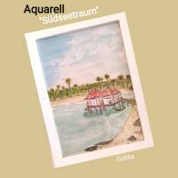 Aquarell, DIN A4 "Südsee", original & signiert Bild 1