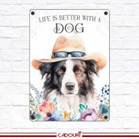 Hundeschild LIFE IS BETTER WITH A DOG mit Border Collie Bild 2