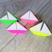40 Origami Segelboote, Tischdeko, Taufe, Hochzeit, Papierboot, Schiffe, Boote, Papierdeko maritim, Neon Farben Bild 2