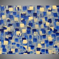 Acrylbilder abstrakt Kunst modern Malerei in Blau Weiß 80 cm x 50 cm Bild 1