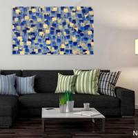 Acrylbilder abstrakt Kunst modern Malerei in Blau Weiß 80 cm x 50 cm Bild 2