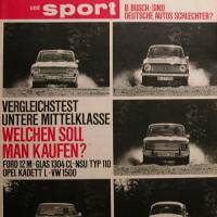 Auto Motor Sport Heft 11     27. Mai 1967    Vergleichstest Ford12 M-Glas 1304 CL - NSU 110  -  Opel Kadett L  -  VW 15 Bild 1