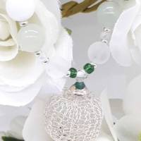 Zartgrüne Kette mit weißen Jadeperlen und Glasperlen 925 Silber Bild 8