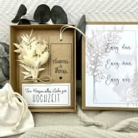 Personalisiertes Geschenk zur Hochzeit mit Trockenblumen, Geschenk für Brautpaar, Geldgeschenk zur Trauung Bild 1