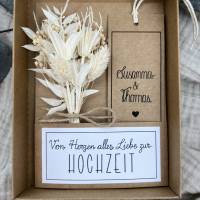 Personalisiertes Geschenk zur Hochzeit mit Trockenblumen, Geschenk für Brautpaar, Geldgeschenk zur Trauung Bild 4