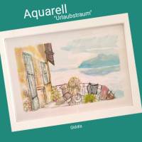 Aquarell, DIN A4 "Urlaubstraum", original & signiert Bild 1