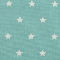 ♕ Baumwollstoff beschichtet Wachstuch mit Sternen blau, mint und grau 50 x 155 cm ♕ Bild 2