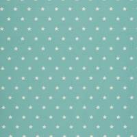 ♕ Baumwollstoff beschichtet Wachstuch mit Sternen blau, mint und grau 50 x 155 cm ♕ Bild 3
