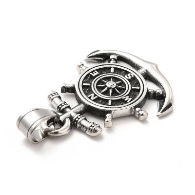  massiver Anhänger, Edelstahlanhänger, Anker, Kompas