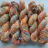 100 g Strang Candy Silk Yarn, Maulbeerseide, Bouretteseide, gelb-bunt, 90 m Bild 1