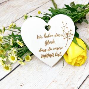 Muttertag, Glück ist eine Mama wie dich zu haben, Holzanhänger für Geschenke oder Blumenstrauß Bild 4