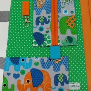 Hübsche Maltasche/Zeichentasche für Kids - grau/blau/bunt Elefanten Bild 6