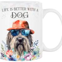 Hunde-Tasse LIFE IS BETTER WITH A DOG mit Briard Bild 1