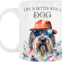 Hunde-Tasse LIFE IS BETTER WITH A DOG mit Briard Bild 2