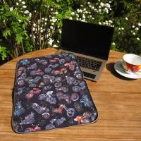 Laptoptasche Notebooktasche aus Filz, schwarz, Rundumreißverschluss, Innenfutter "Motorradmotiv". Handmade Bild 4