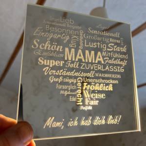 Muttertag Geschenk, Personalisierter Spiegel, 15x15 cm, Dekoration, Motiv Mama, Wunschgravur Bild 3