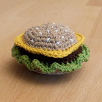 Häkelanleitung Cheeseburger als Baby-Rassel oder für die Kinderküche, pdf-Datei
