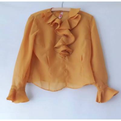 Bluse goldfarben Vintage etwa aus den 1970er Jahren