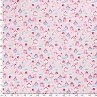 Stoff Baumwolle Popeline "Vogelhäuschen" Kleiderstoff Dekostoff rosa Kinderstoff Bild 4
