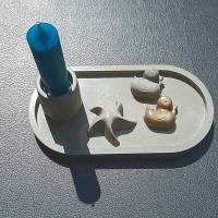 Ovales Tablett aus Beton mit Seestern, Enten und Kerzenhalter Bild 9