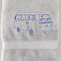 Geschenk-Set Handtuch und Duschtuch bestickt Handmad Nostalgie Bus Nostalgie  NEU Bild 3