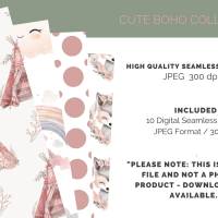 10 Boho Seamless Pattern, Nahtloses Digitales Papier, Sublimation, digitale Muster, soft pink, Commercial License Bild 2