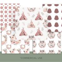 10 Boho Seamless Pattern, Nahtloses Digitales Papier, Sublimation, digitale Muster, soft pink, Commercial License Bild 4