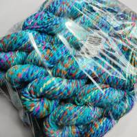 100 g Strang Candy Silk Yarn, Maulbeerseide, Bouretteseide, türkis-bunt, 90 m Bild 3