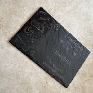 Schieferplatte 30x20 cm, Personalisiertes Geschenk zur Einschulung, Schulanfang, Wunschgravur Bild 2