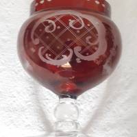 Vintage Geschliffenes Rubinglas Böhmen  böhmisches Glas - Deckeldose Bild 5