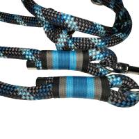 Leine Halsband Set verstellbar, dunkelgrau, petrol, hellblau, Wunschlänge Bild 4
