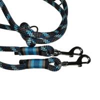 Leine Halsband Set verstellbar, dunkelgrau, petrol, hellblau, Wunschlänge Bild 7