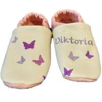Krabbelschuhe Lauflernschuhe Baby Schuhe Schmetterling  Leder personalisiert Bild 1