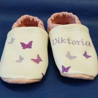 Krabbelschuhe Lauflernschuhe Baby Schuhe Schmetterling  Leder personalisiert Bild 2