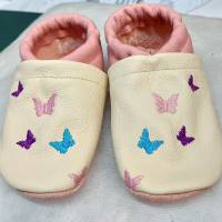 Krabbelschuhe Lauflernschuhe Baby Schuhe Schmetterling  Leder personalisiert Bild 5